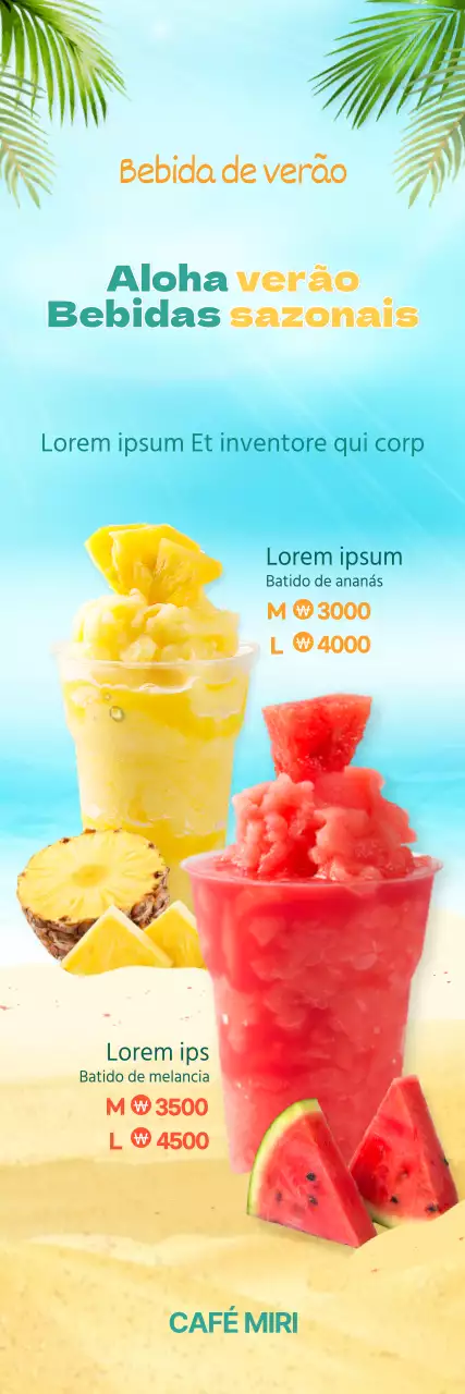 Vermelho Amarelo Smoothie Cool Summer CafeMenu Promoção Banner