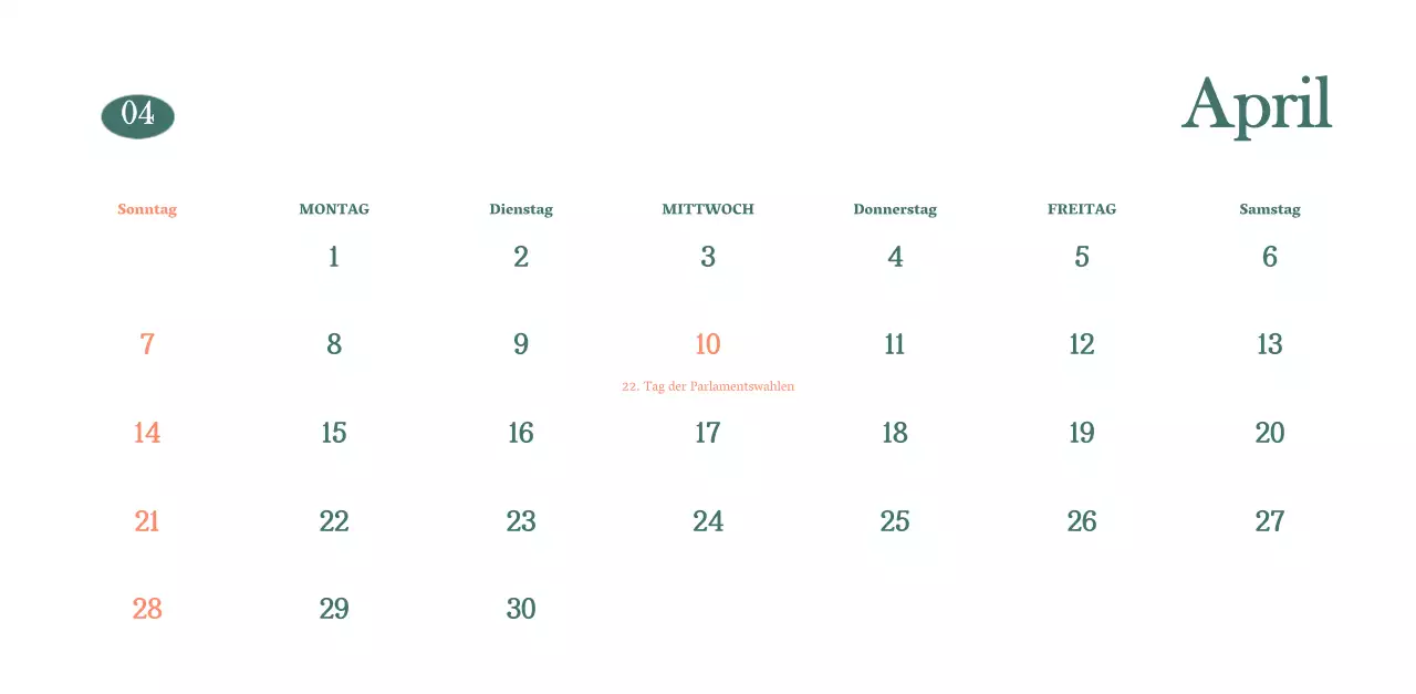 Cafe-Kalender mit Empfehlungen für das Getränk des Monats