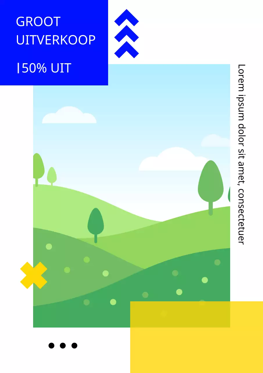 Verschillende lay-outs met blauwe en gele foto's