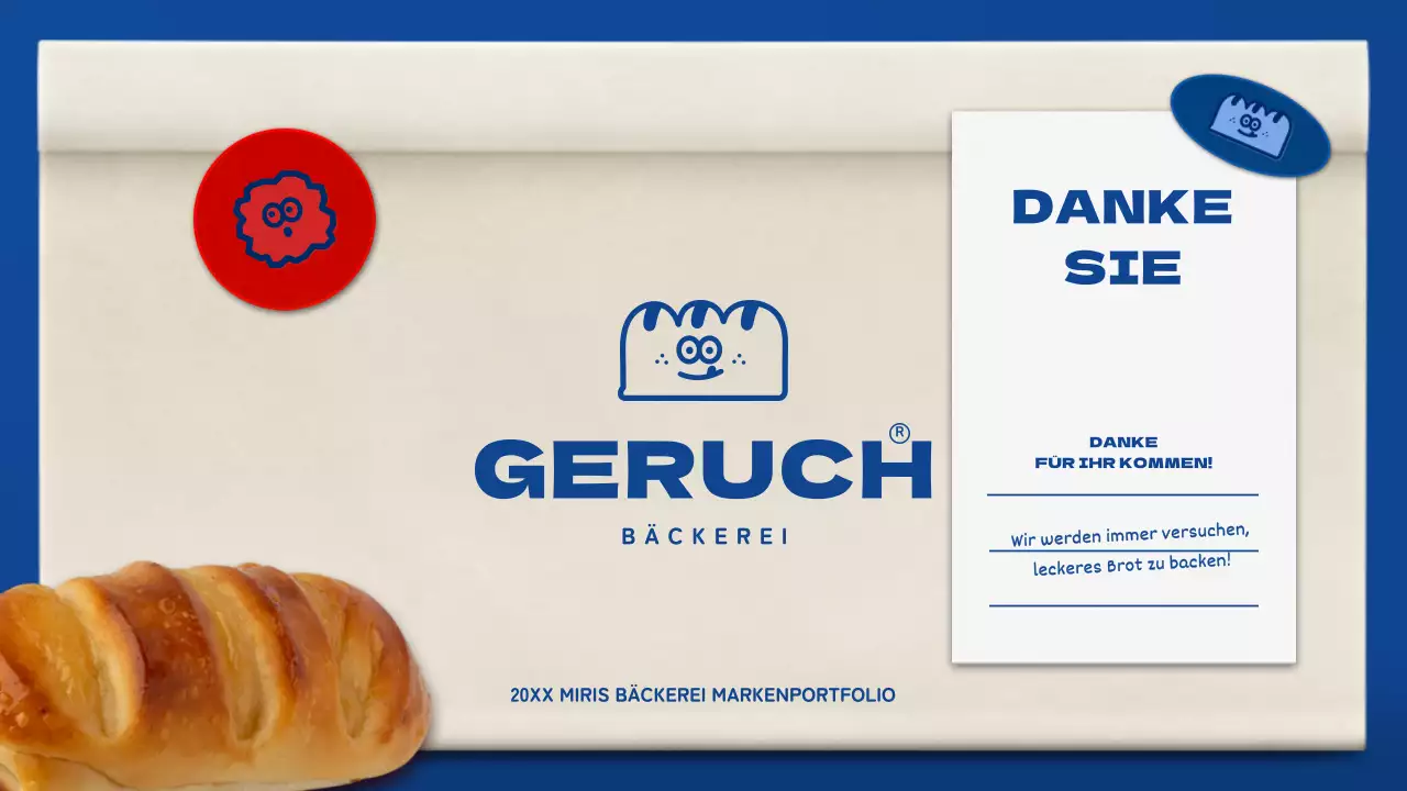 Niedliche Bäckereimappe in Blau und Braun