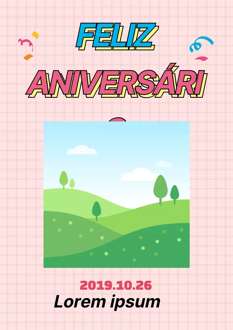 Mensagem de feliz aniversário com uma fotografia cor-de-rosa