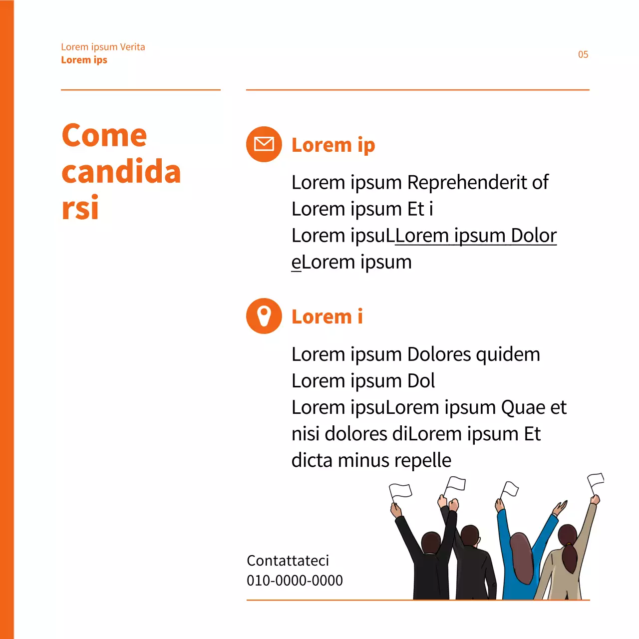 Lavori di supporto elettorale evidenziati in arancione