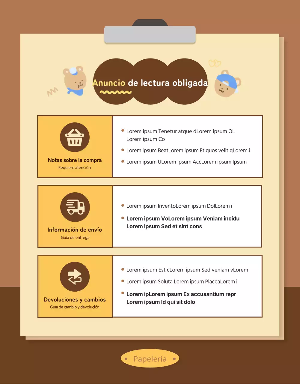 Caja de papelería Daku en beige y marrón