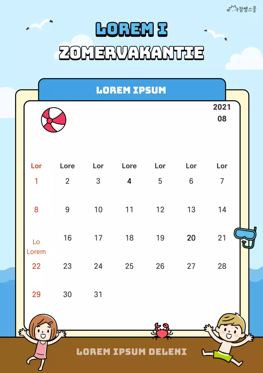 Lichtblauwe strand concept zomervakantie planner