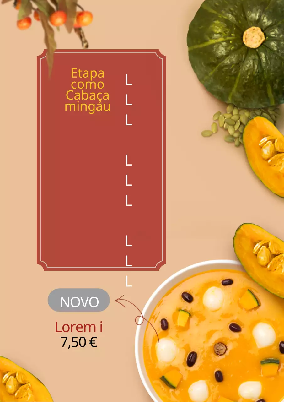 Promover um novo item de menu: Sopa de creme de abóbora