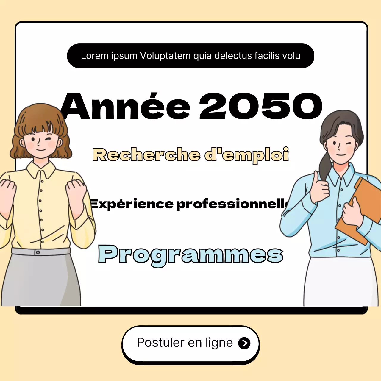 Lettre de motivation pour le recrutement dans le cadre d'un programme d'expérience professionnelle jaune et blanc