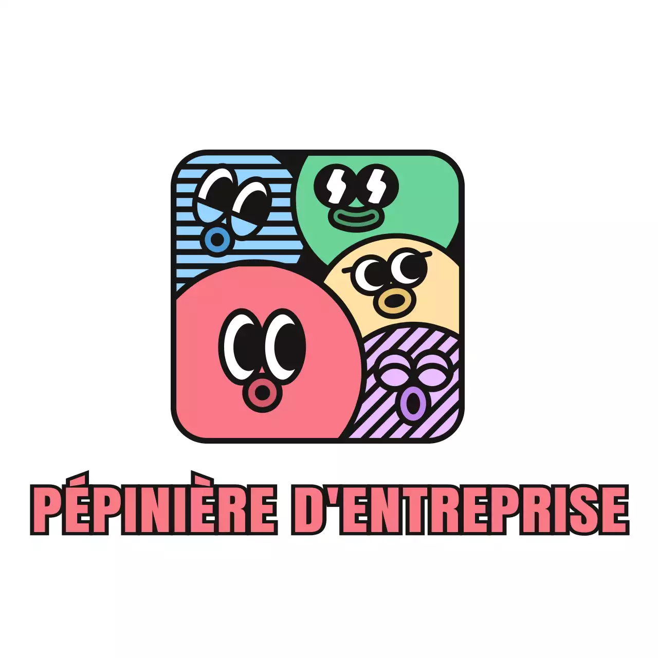 Logo d'un personnage coloré, pétillant et mignon, style journée sportive préscolaire