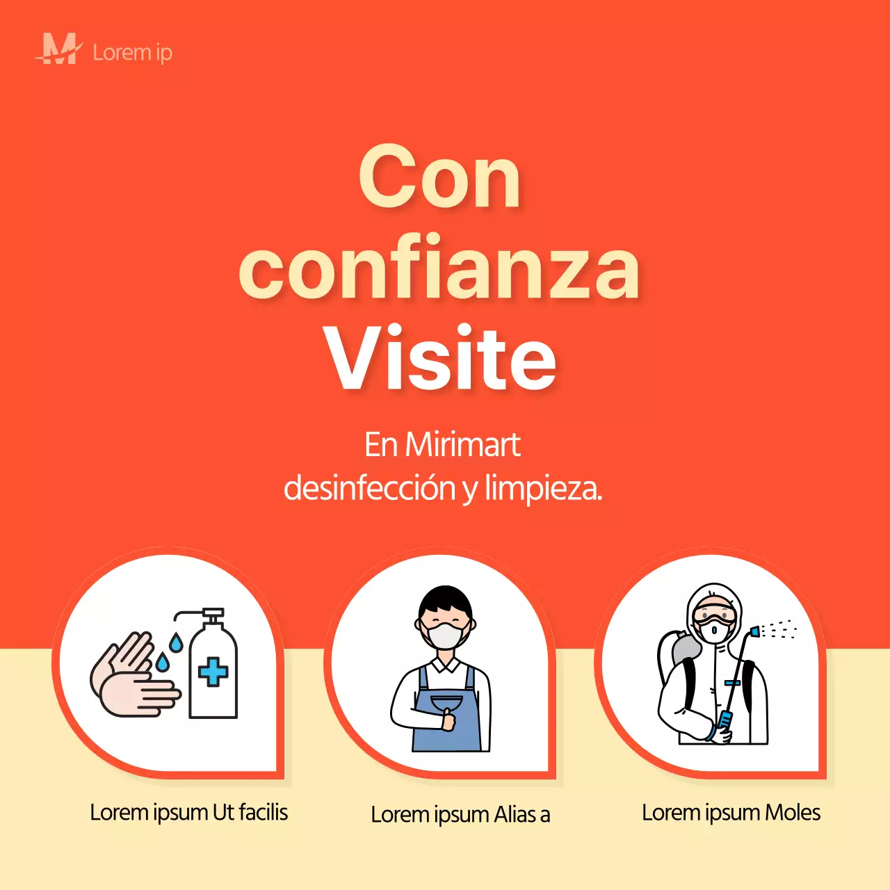 Banner de fondo naranja sobre la seguridad y la prevención de la corona