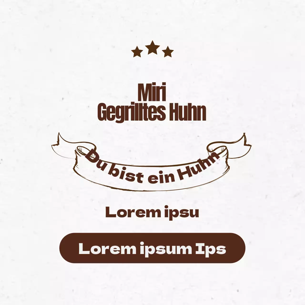 Brauner Schriftzug unterstreicht Vintage-Restaurant Werbung für Huhn Kang Chung