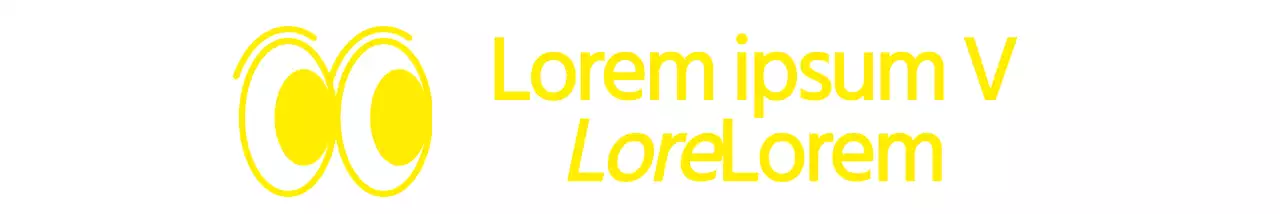 Ilustração simples de um olho saltitante em amarelo combinada com uma frase de texto para um café de estilo