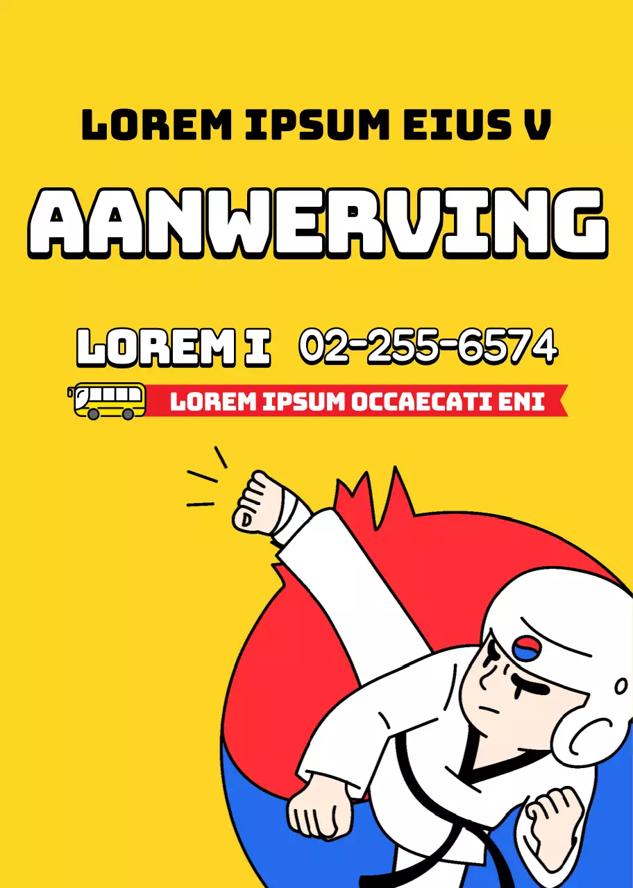 Gele illustratie ter promotie van Taekwondo school