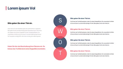 Infografik im SWOT-Design mit einem klaren Konzept in Rot und Marineblau