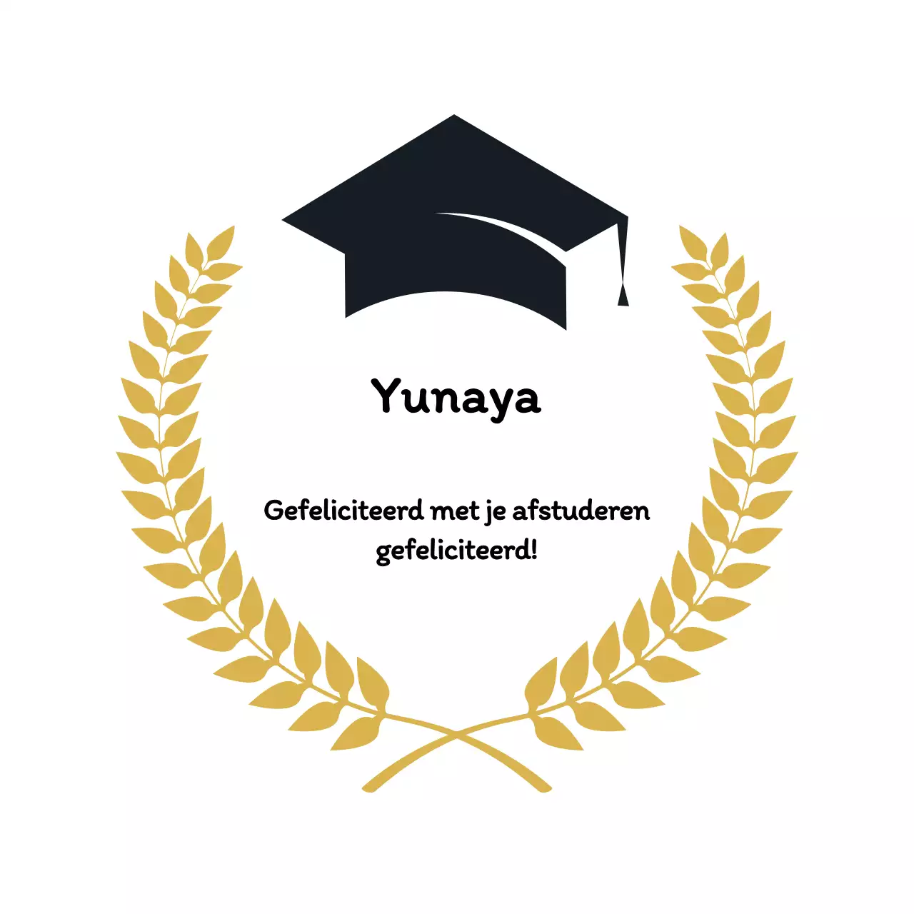 Zwart met gouden illustratie afstudeerfeest