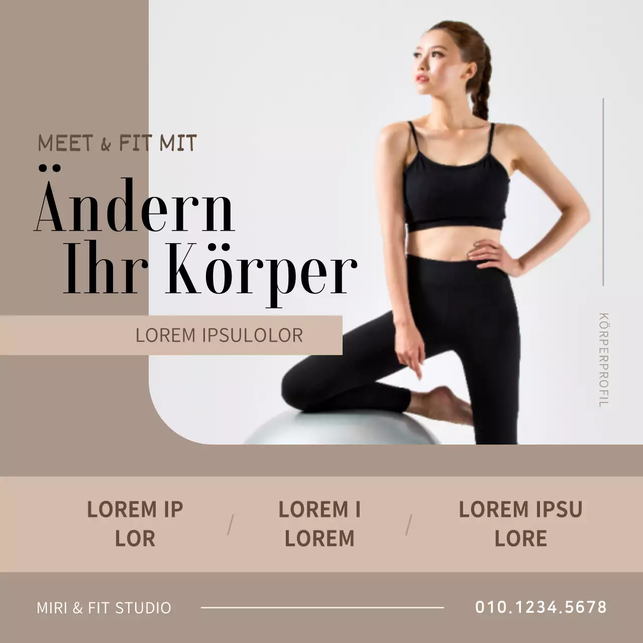 Beige Einfaches BildBetonen Sie das Körperprofil