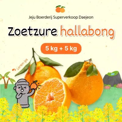 Jeju-eiland en Hallabong met zijn gele koolzaadbloesems