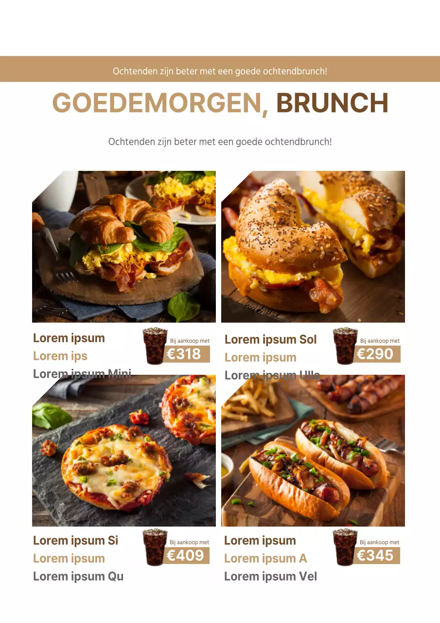 Promoot het menu van je brunchzaak met beige voedselfoto's