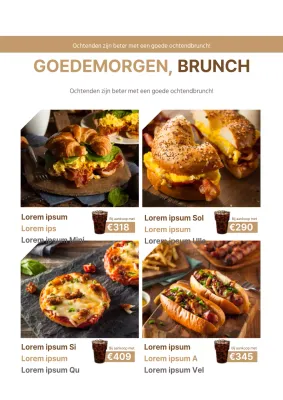 Promoot het menu van je brunchzaak met beige voedselfoto's