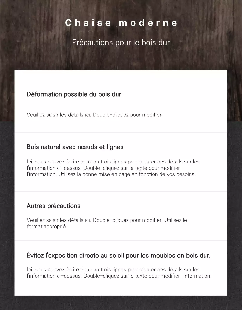 Chaise moderne simple en gris et marron