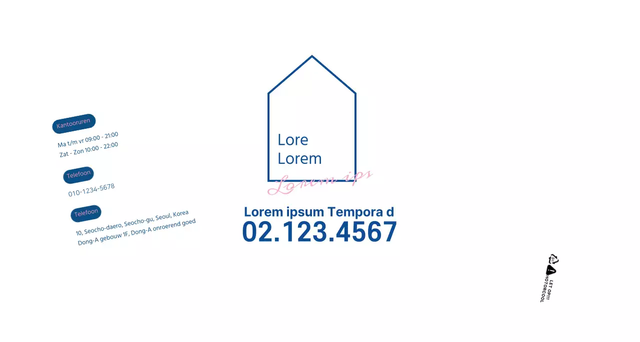 Eenvoudig concept in wit en marineblauw om je eigendom te laten zien en te promoten