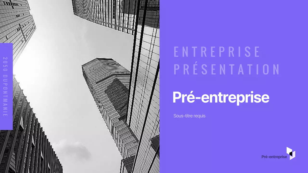 Présentation simple d'une entreprise dans des tons violets