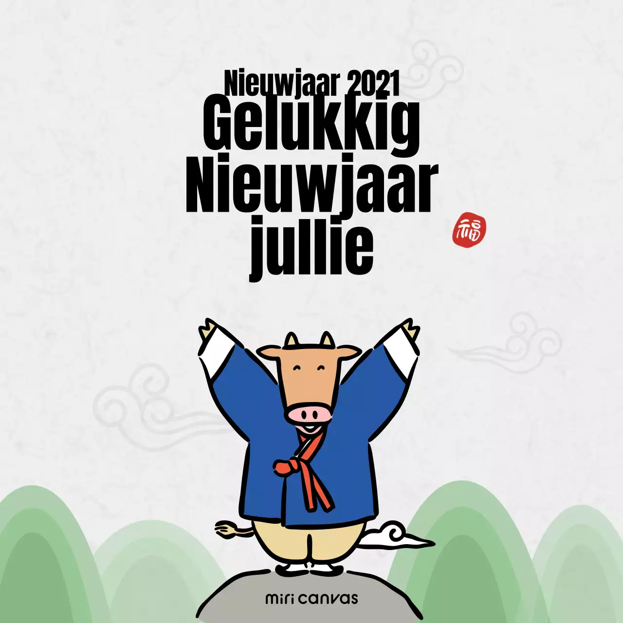 Nieuwjaarswensen illustratie social media vierkant in grijs en blauw