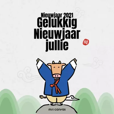 Nieuwjaarswensen illustratie social media vierkant in grijs en blauw