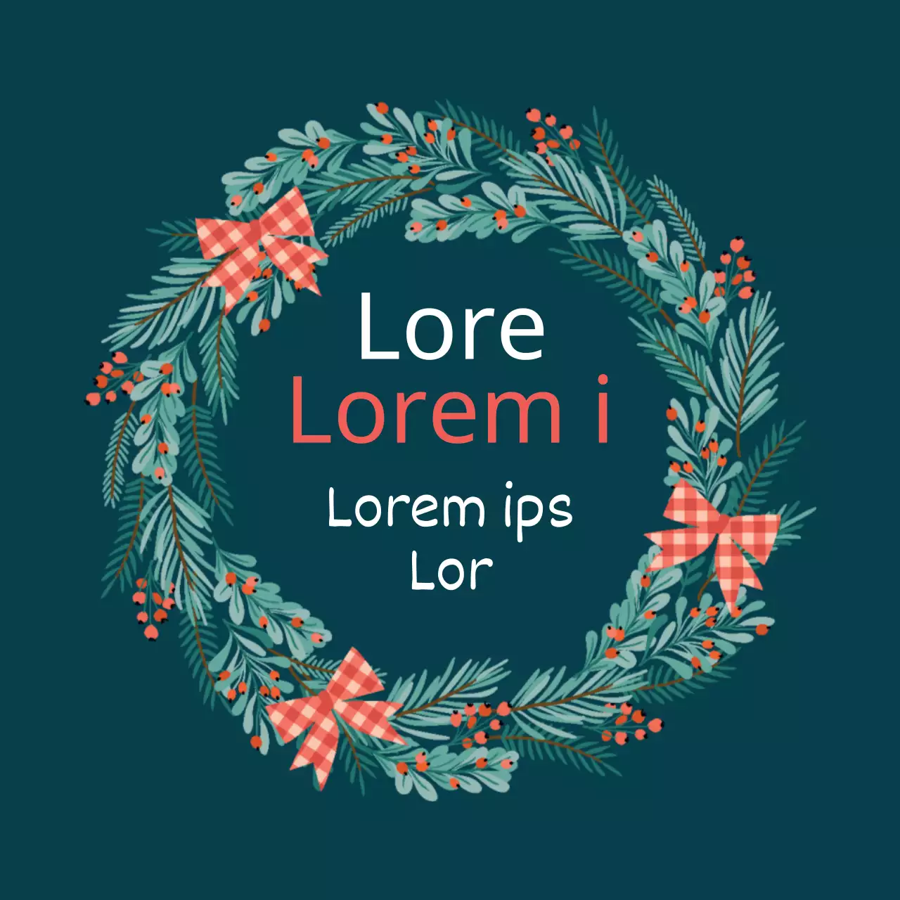 Rot-türkis illustrierter Weihnachtsgruß Aufkleber