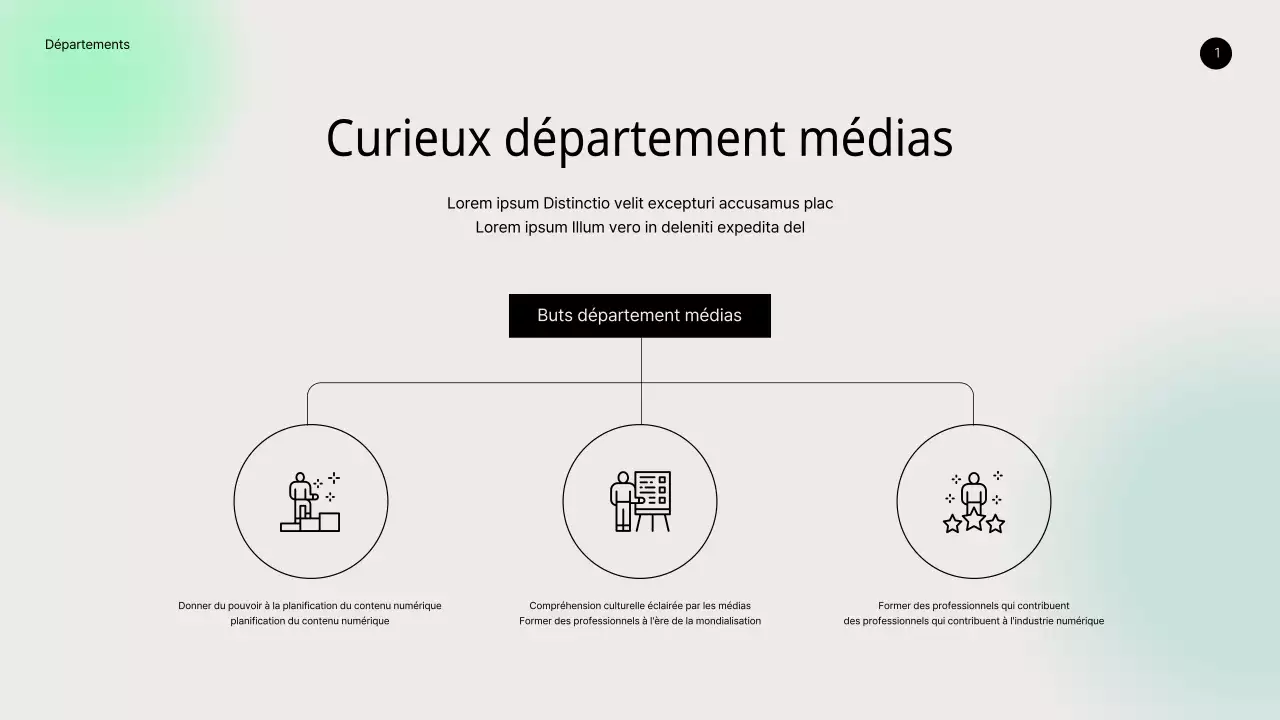 Département des médias et relations publiques PPT sur fond dégradé