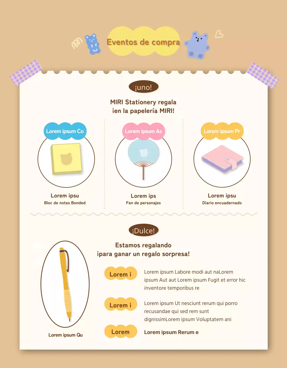 Caja de papelería Daku en beige y marrón