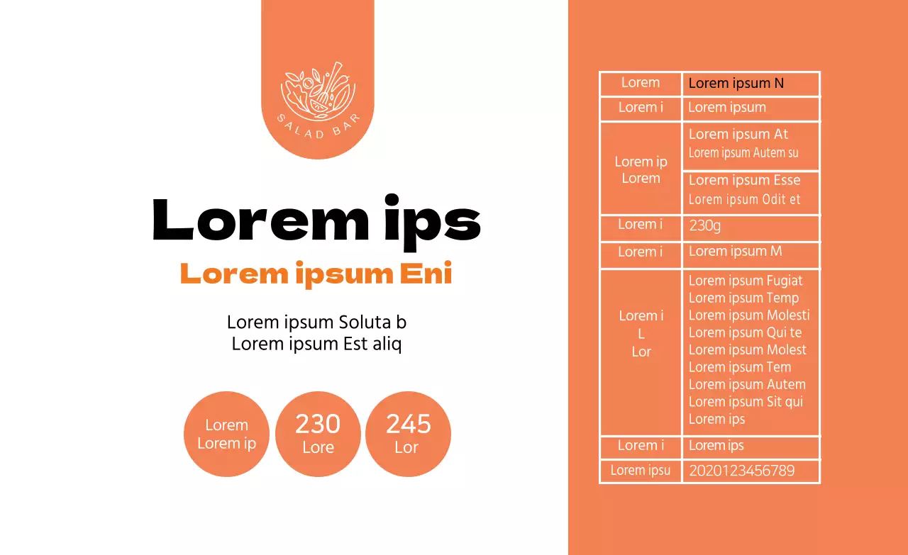 Etiquetas naranjas ilustradas para ensaladas