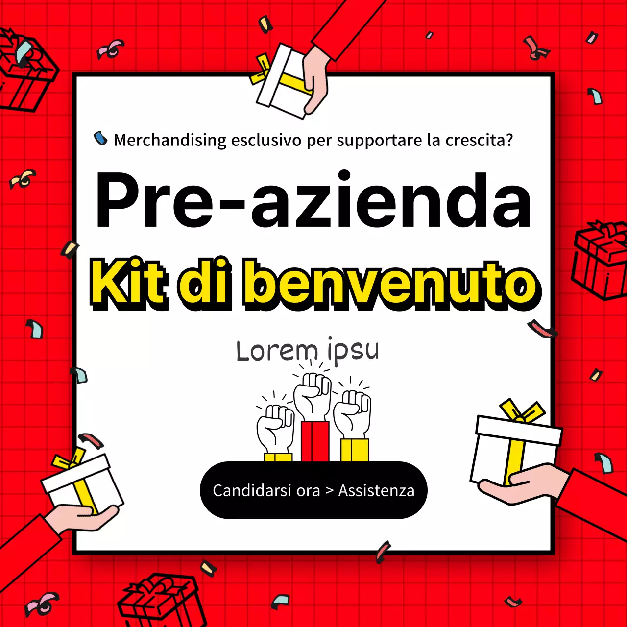 Rosso Giallo Nero Regalo Evento Social Media Modello Quadrato