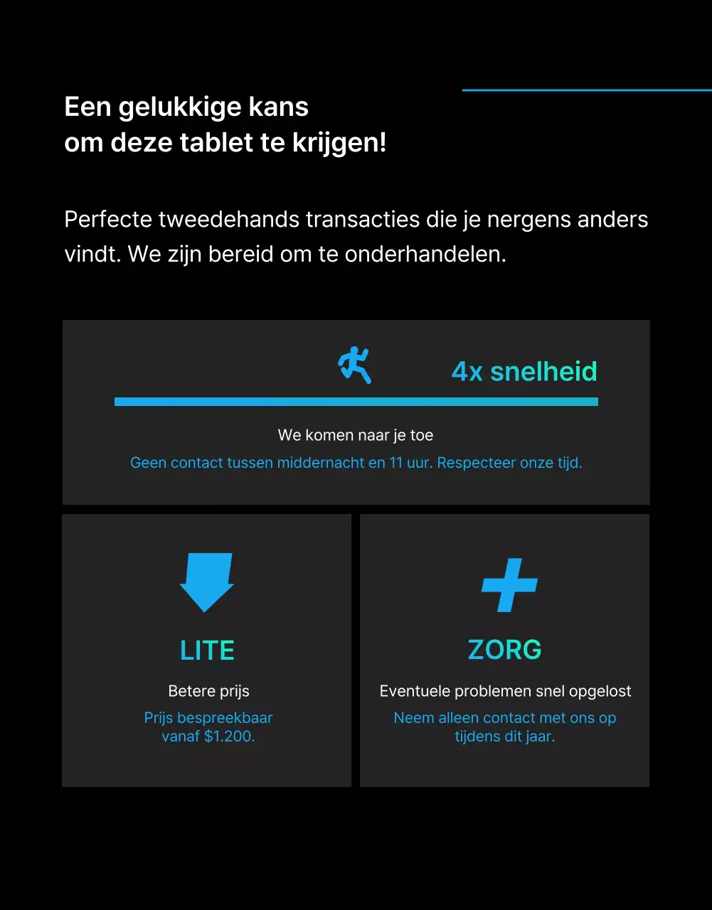 Black Blue Point Eenvoudige en stijlvolle advertentiepagina (detailpagina)