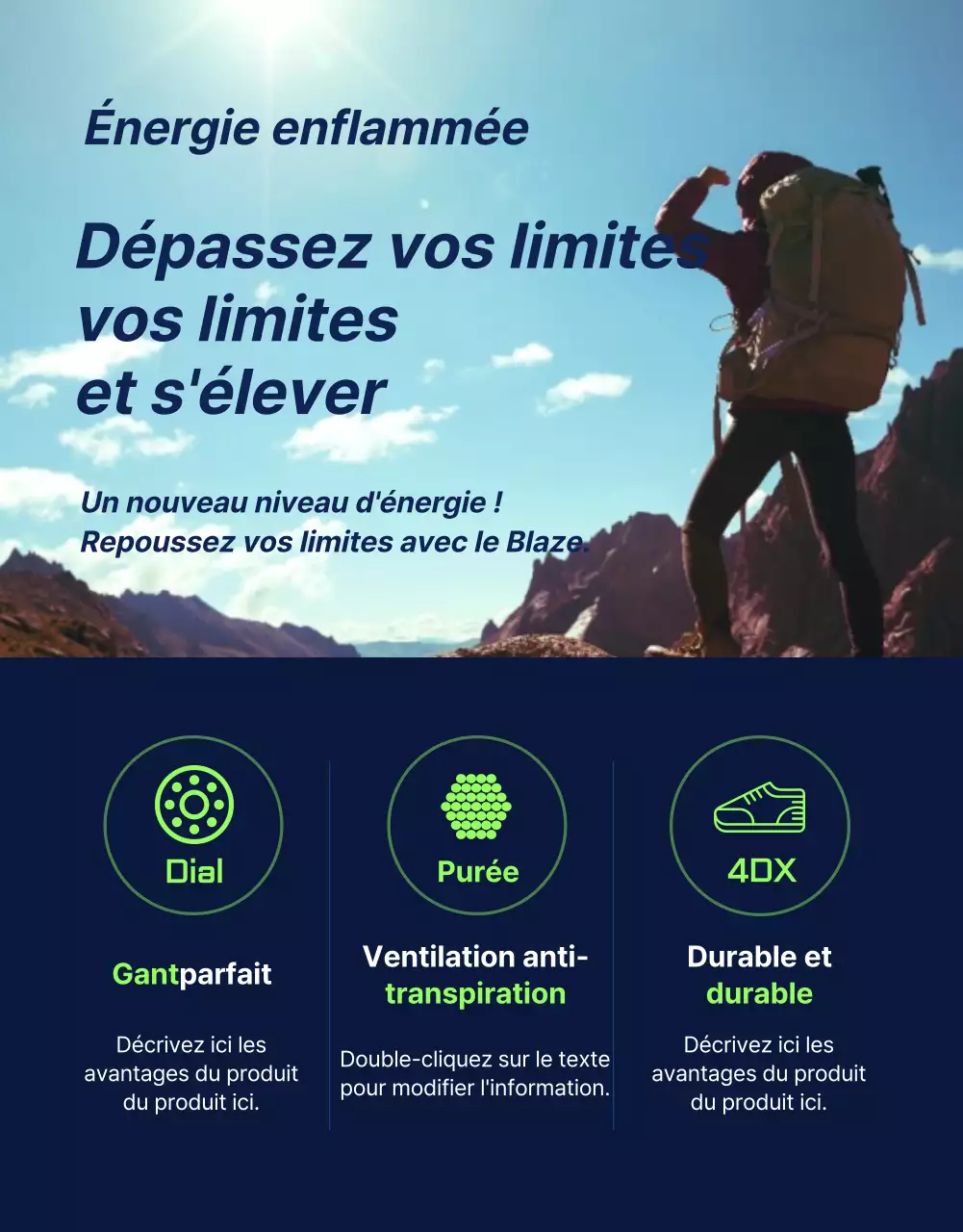 Baskets d'extérieur sportives et résistantes en couleurs marine et fluorescente