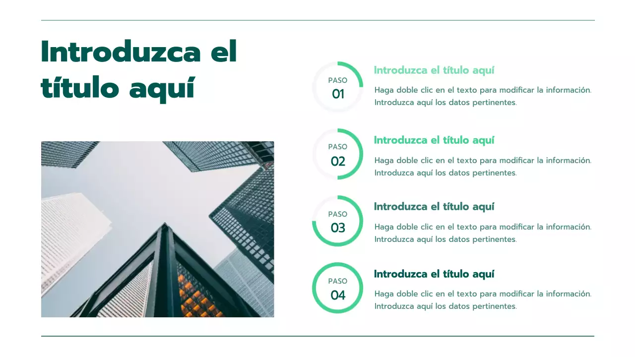 Presentación con varios gráficos en degradado verde