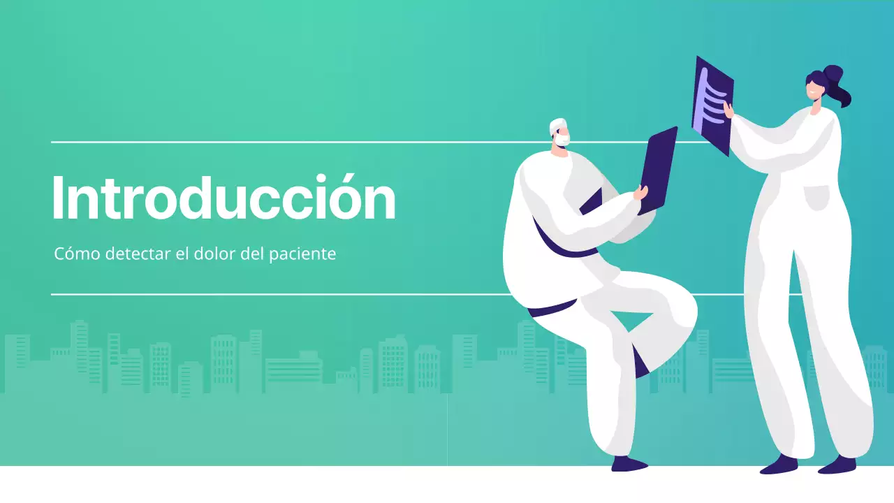 Presentación en clase de enfermería en la que se destacan las ilustraciones verdes