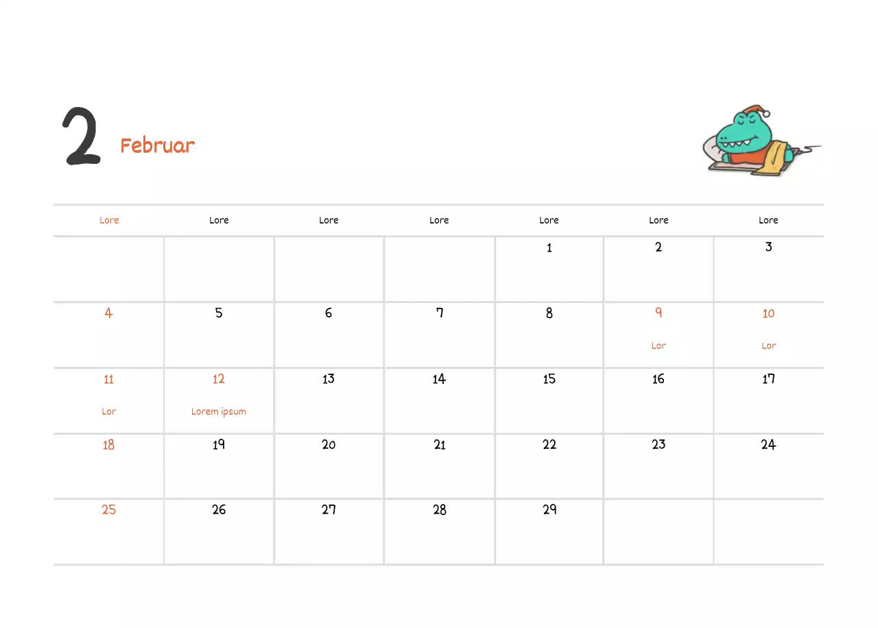 Ein Kalender mit einem niedlichen Argo-Illustrationskonzept