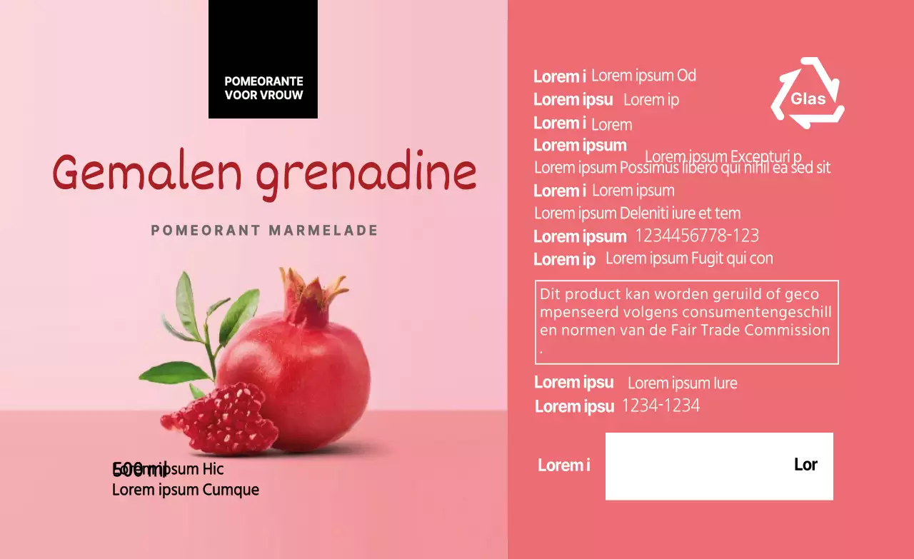 Roze foto voedsel grenadine detail etiket