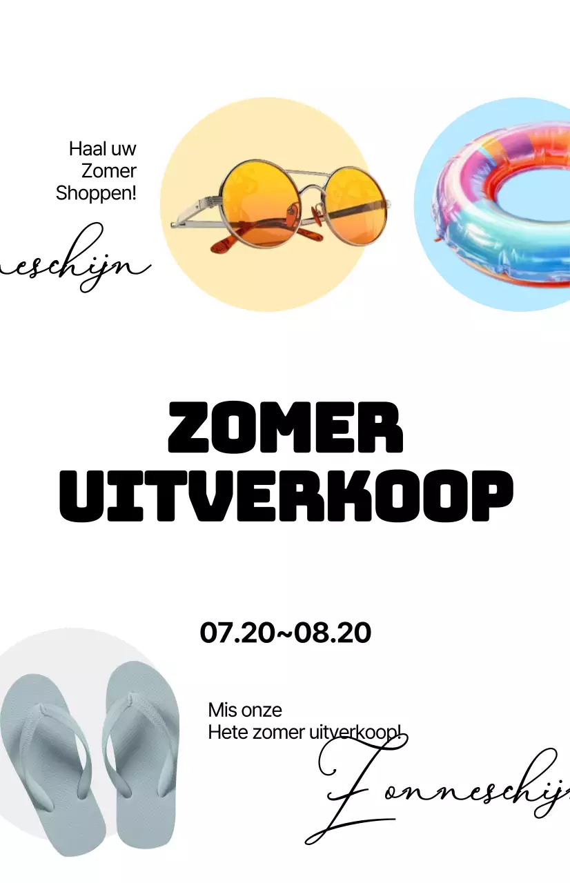 Promoot je zomeruitverkoop met kalligrafie op een witte achtergrond