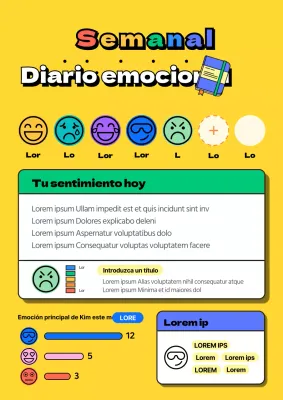 Diario emocional ilustrado en amarillo y con los colores del arco iris