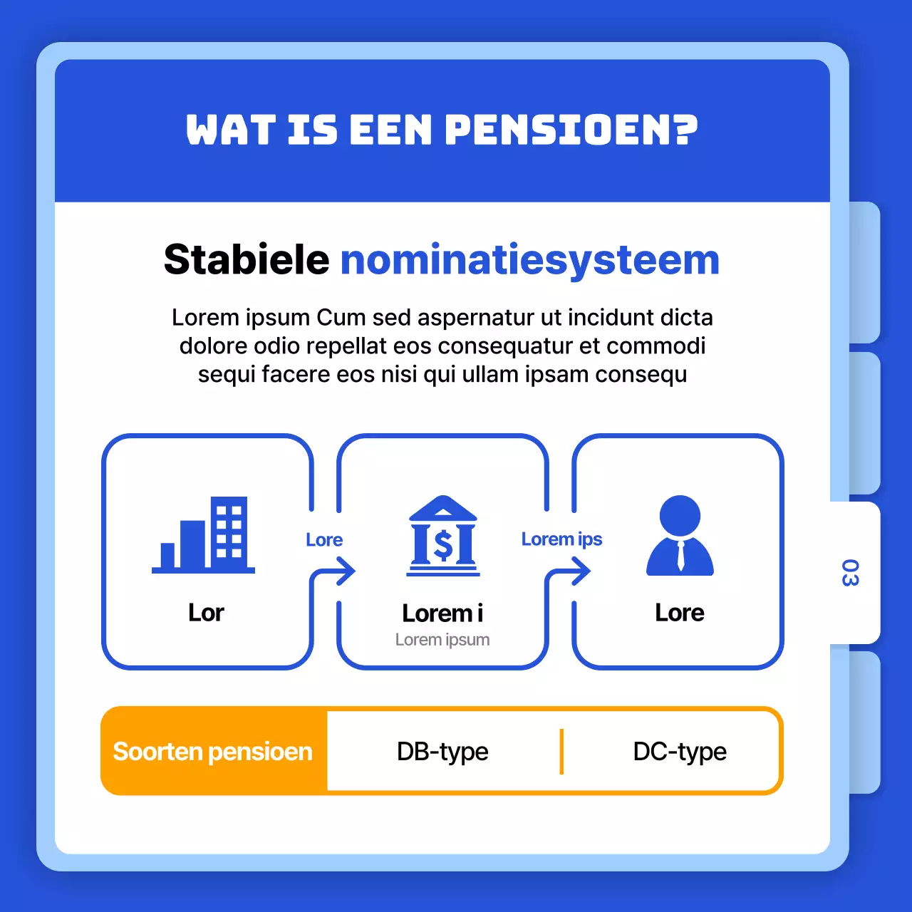 Superannuation finance cardnews met blauwe map thema
