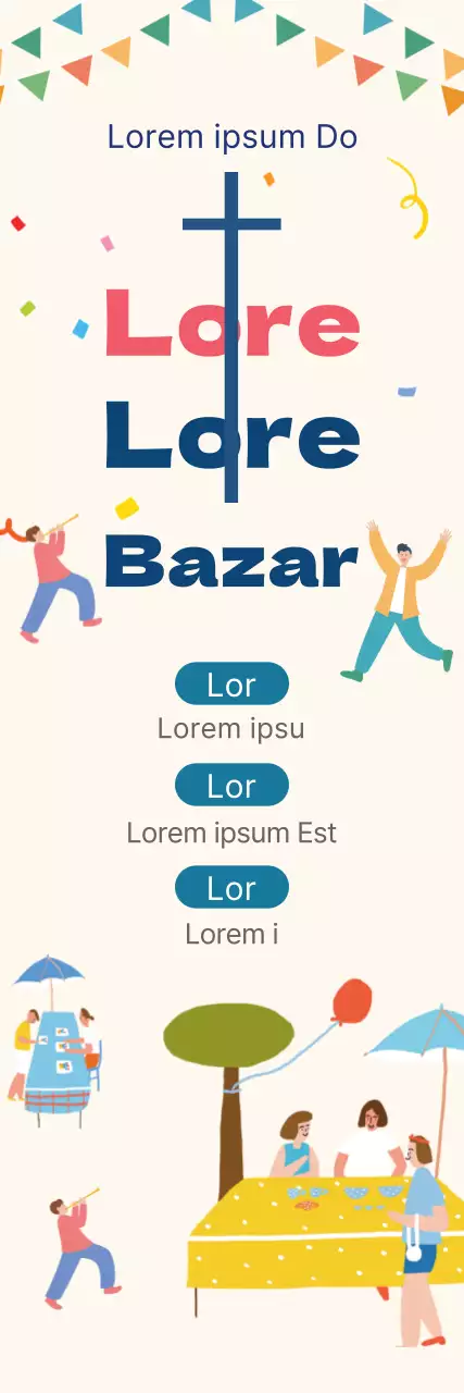 Illustration jaune clair d'un bazar d'église