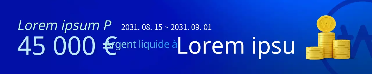 Bannière web horizontale dégradée en bleu et bleu clair pour les événements de stock