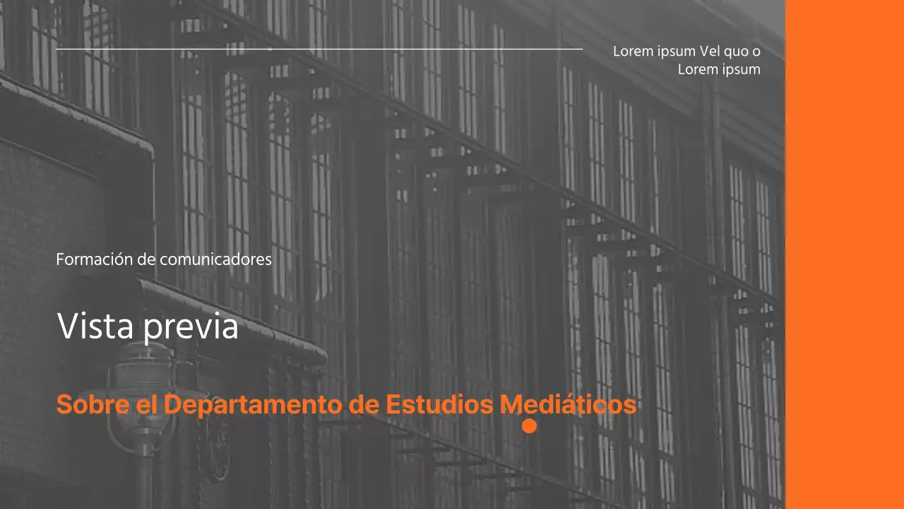 Presentación del departamento de relaciones públicas de la universidad modern grey and orange