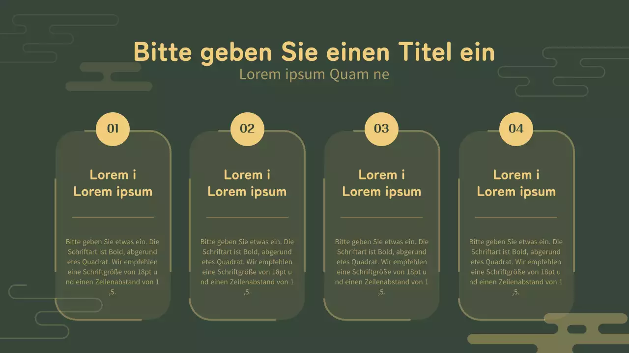 Grüne und gelbe Tabelle mit traditionellen koreanischen Konzepten