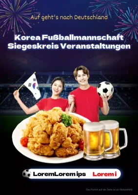 Koreanische Fußballmannschaft Victory Garden Event Huhn Fassbier Jubel Weltmeisterschaft Internationales Fußballspiel