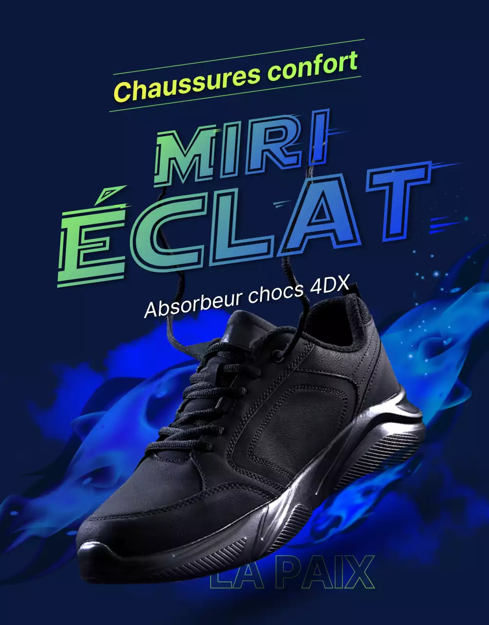 Baskets d'extérieur sportives et résistantes en couleurs marine et fluorescente