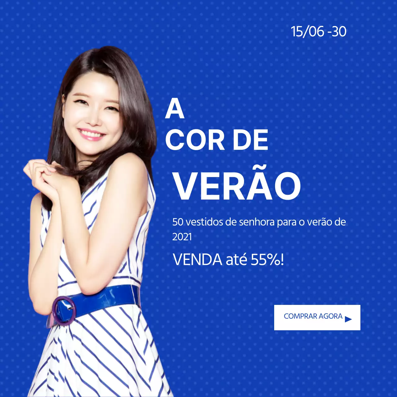 Azul Dots Vestido de verão Venda Azul Cor Moda Compras