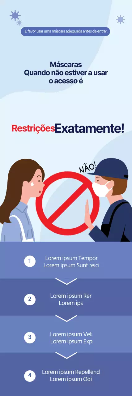 Guia simples de prevenção do coronavírus ilustrado a azul