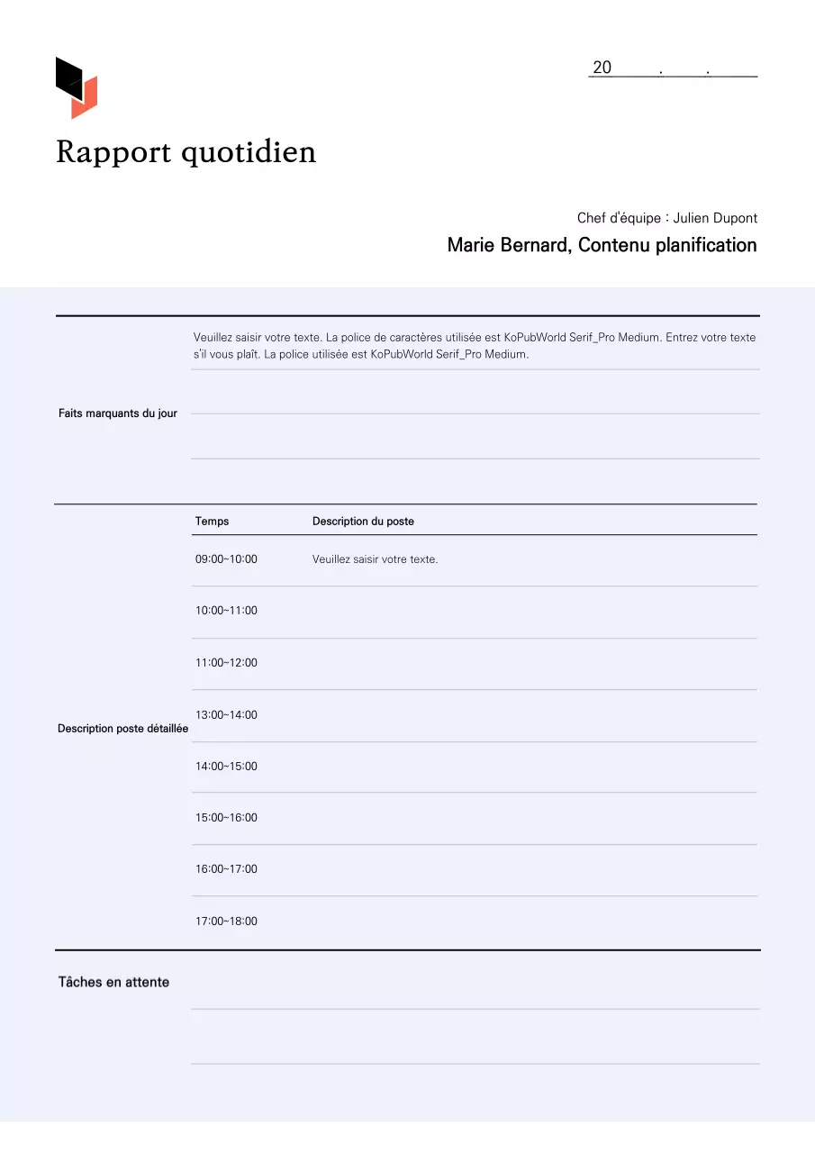 Des rapports de tâches quotidiens propres et de couleur blanc-beige