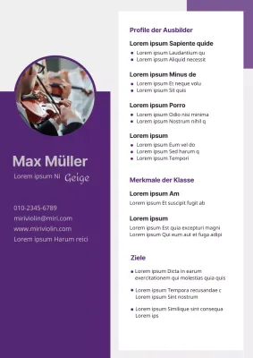 Lila sauberes Konzept Nachhilfe Lebenslauf